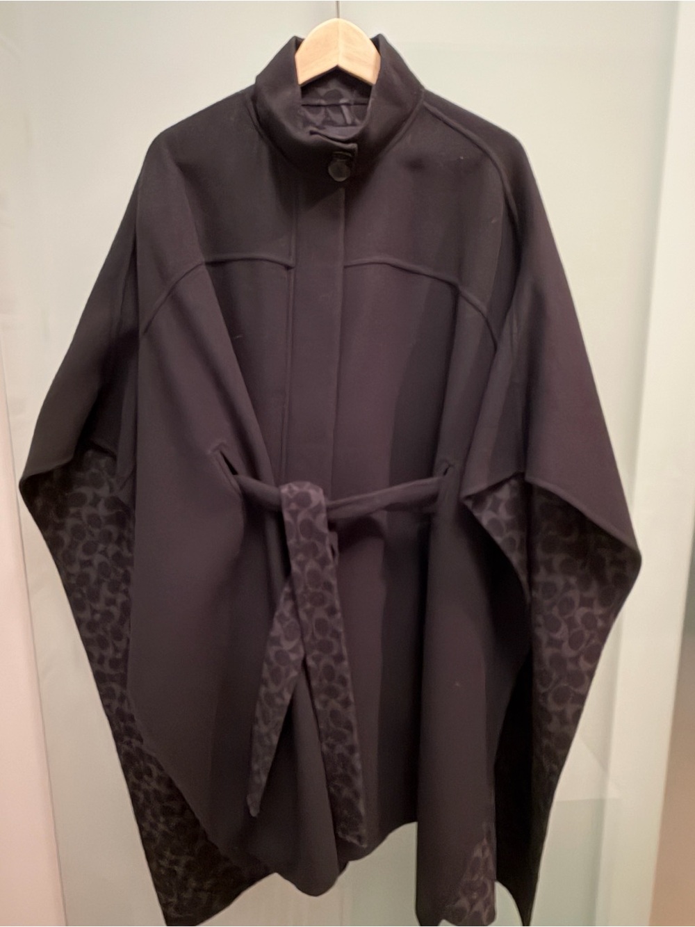 Coach Black Women’s Wool Blend Belted Pea Coat